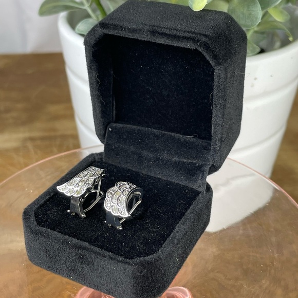 1/4ct Diamond Angel Wing earrings . Silver 925 Genuine Diamond - Picture 6 of 6